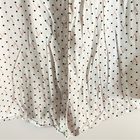 Victoria’s Secret White Polka Dot Pajama Top XL Long Sleeve Button Front - Picture 3 of 8